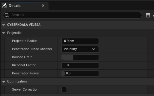 Projectile Settings